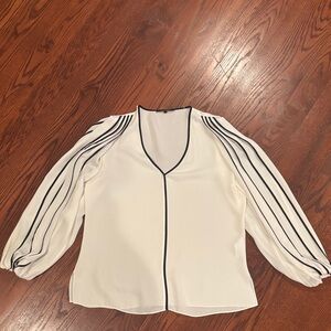 Kobi Halperin Cream Blouse with Black Stripes